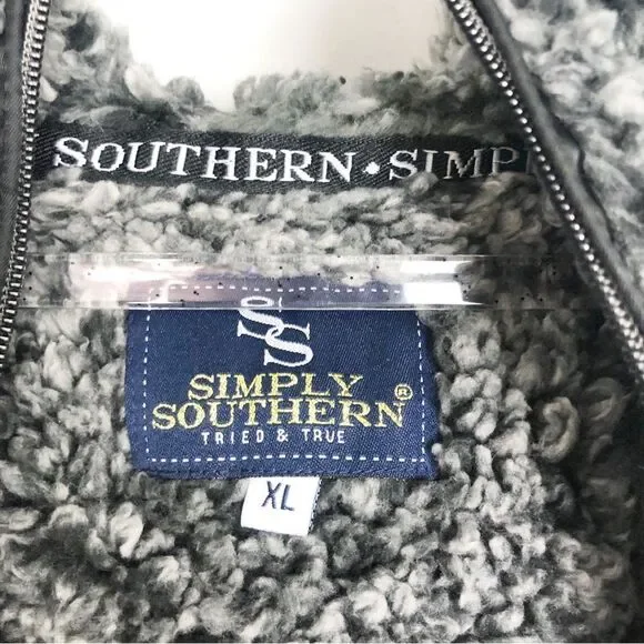 SIMPLY SOUTHERN | Teddy Full Zip Jacket Fluffy Gray & Black Mix Women’s Size XL - Picture 8 of 11
